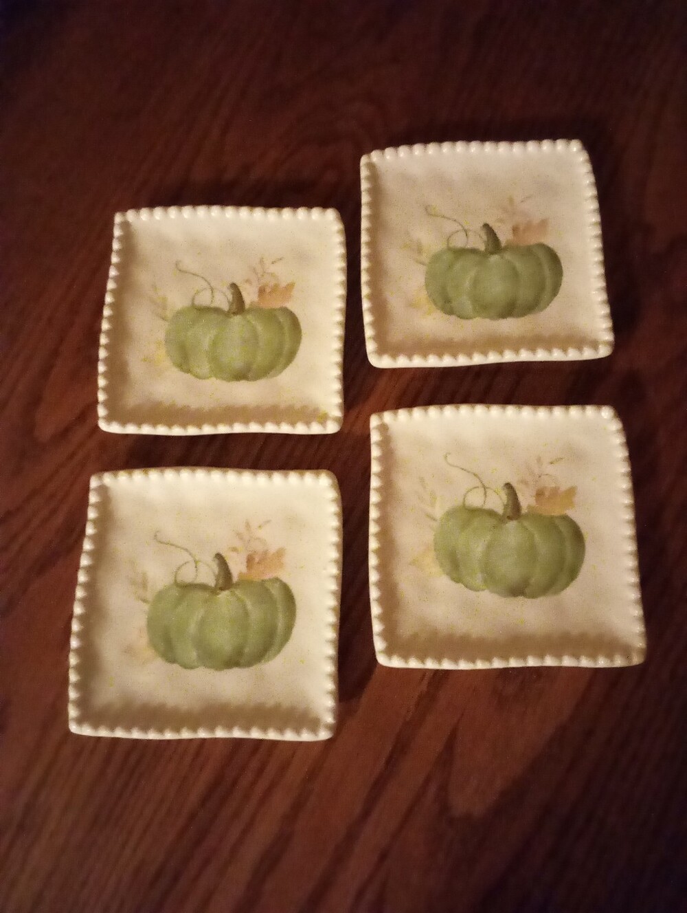 New, Set Of 4 Fall Pumpkin Ceramic Mini Plates